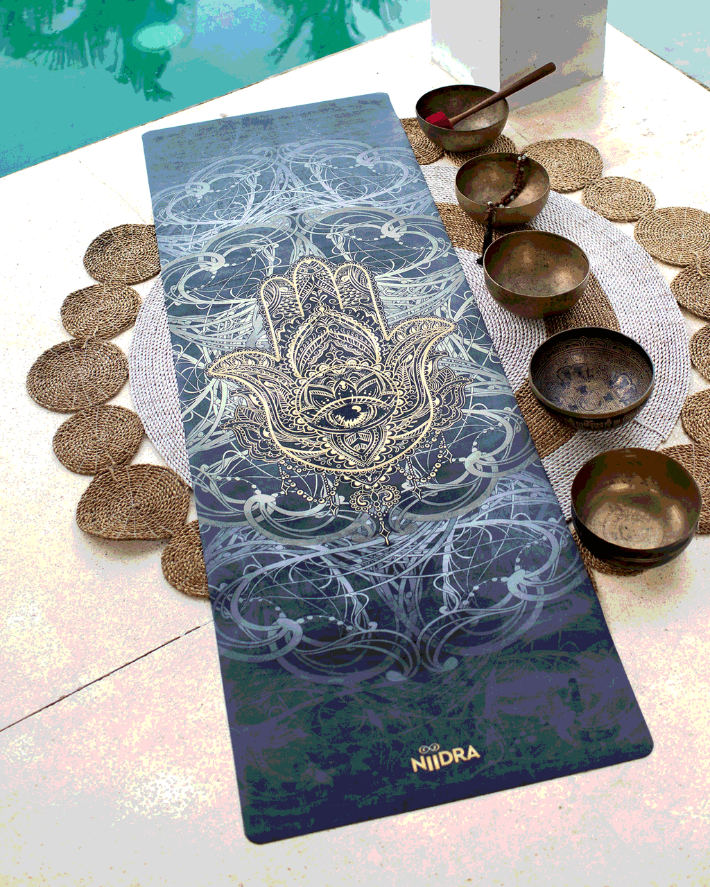 Hamsa hand yoga mat