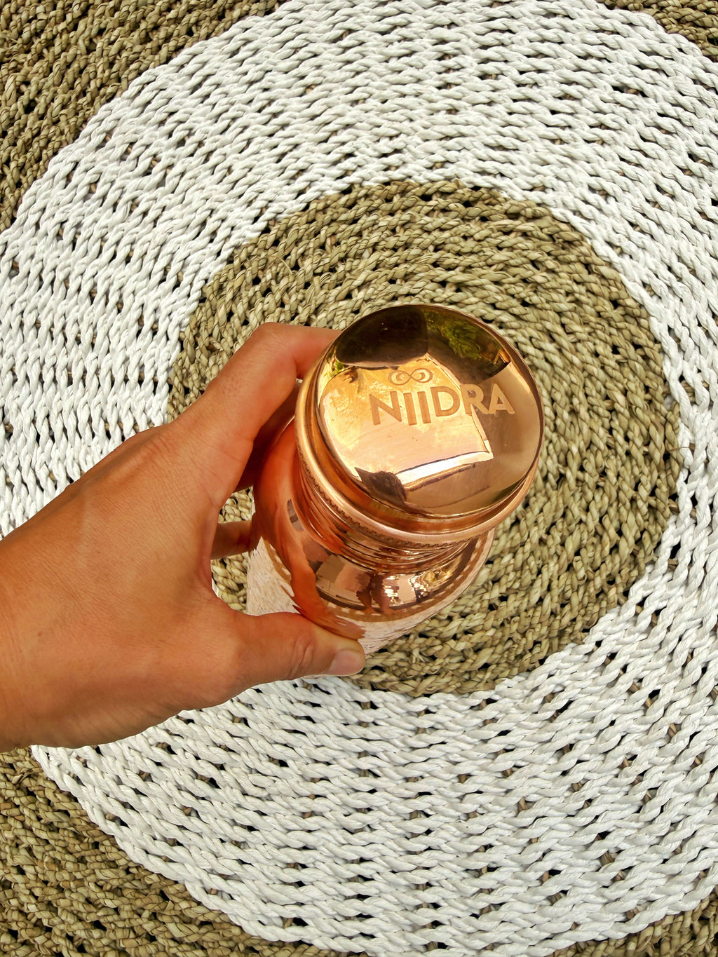 Crumpled gold pure copper bottle