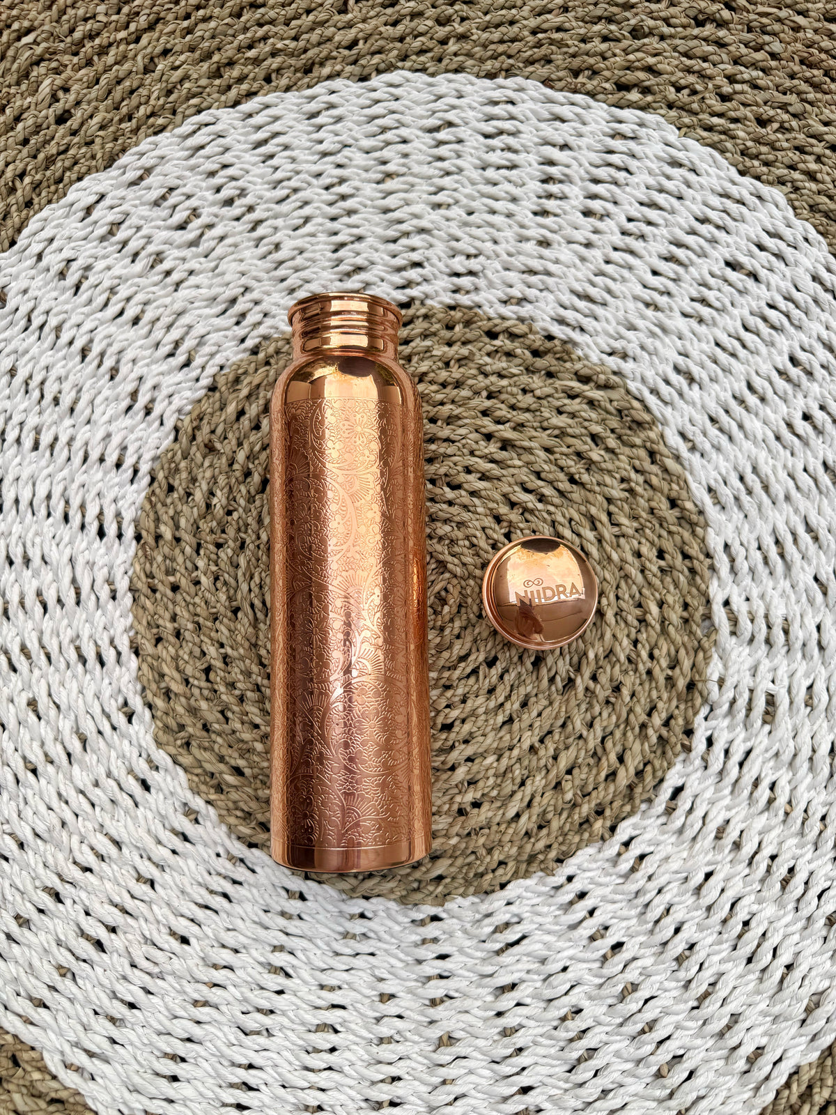 Mandala engraving pure copper bottle