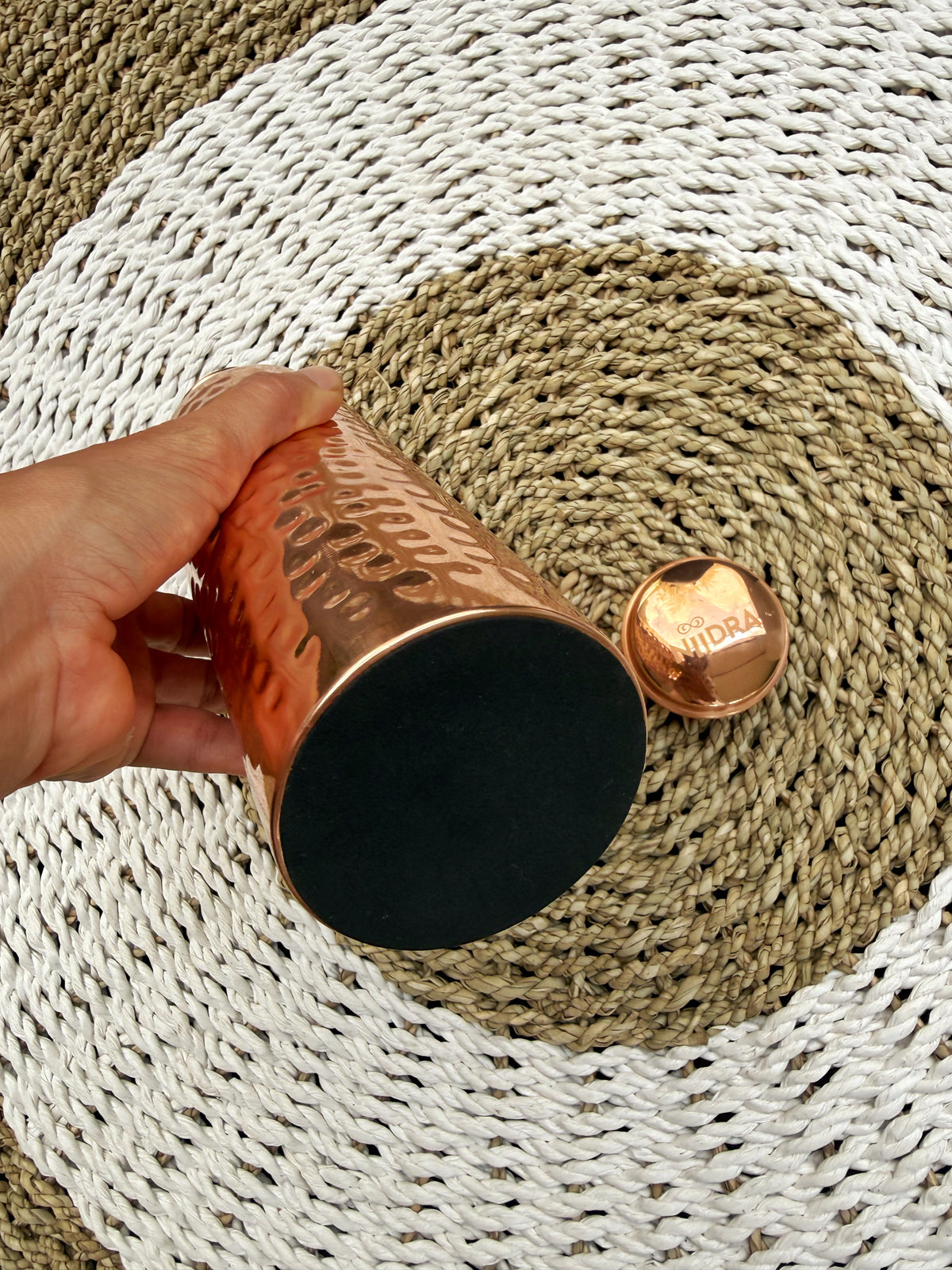 Crumpled gold pure copper bottle