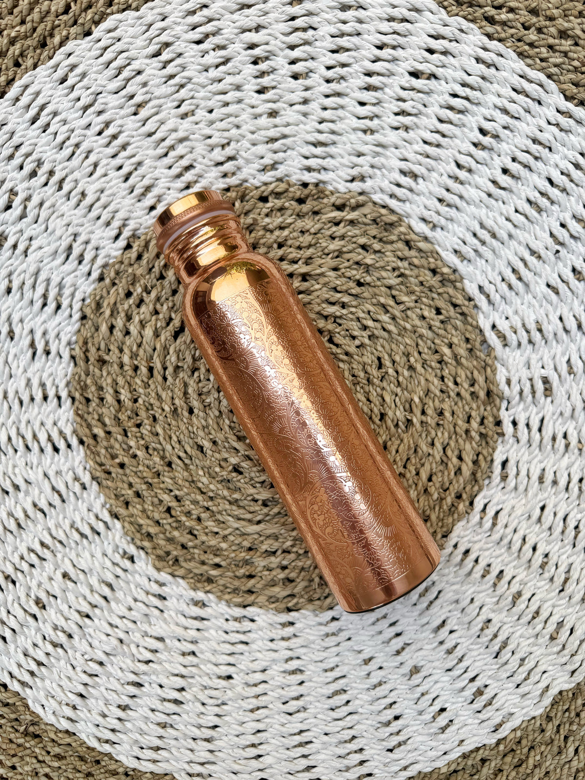 Mandala engraving pure copper bottle
