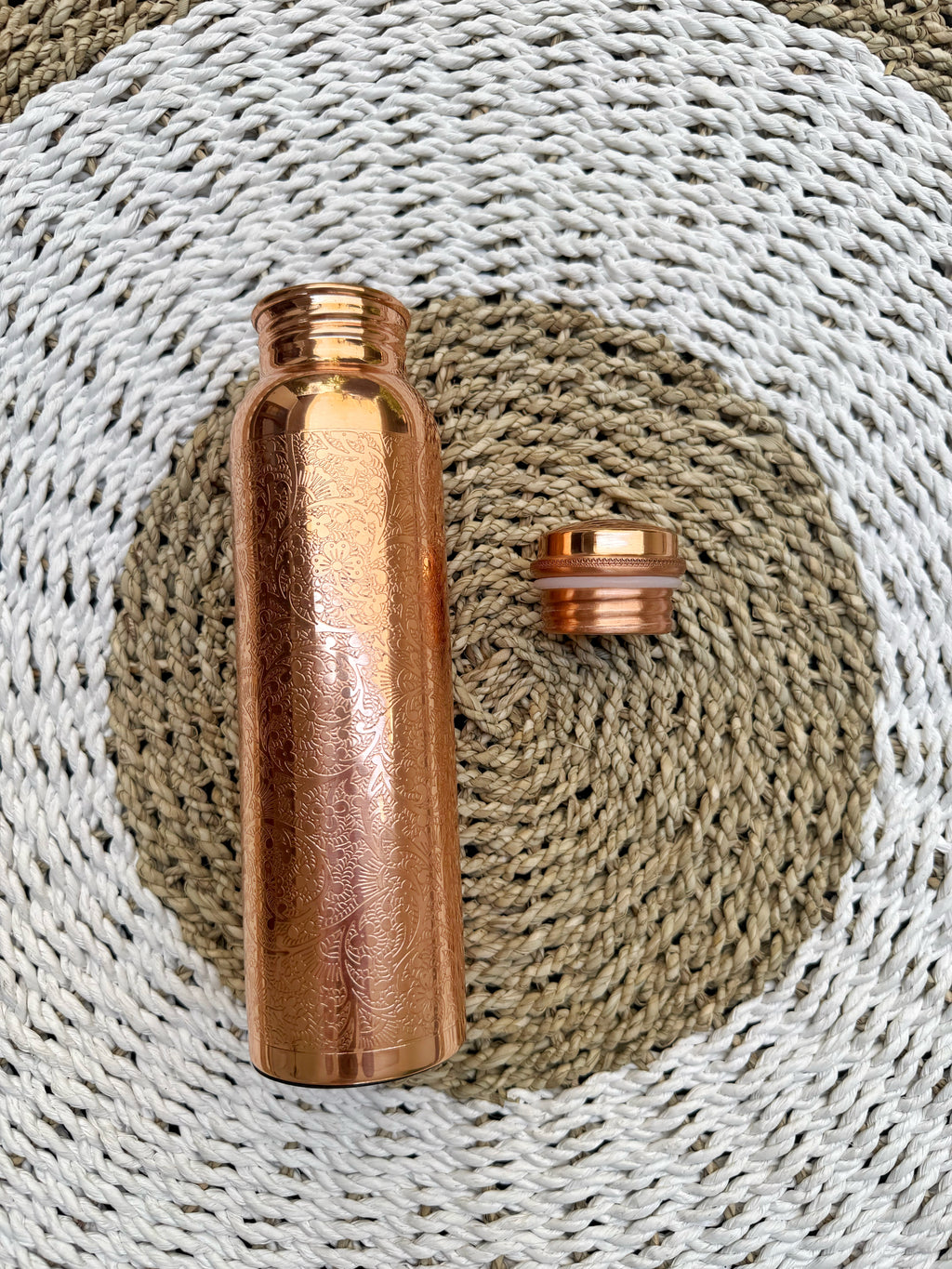 Mandala engraving pure copper bottle