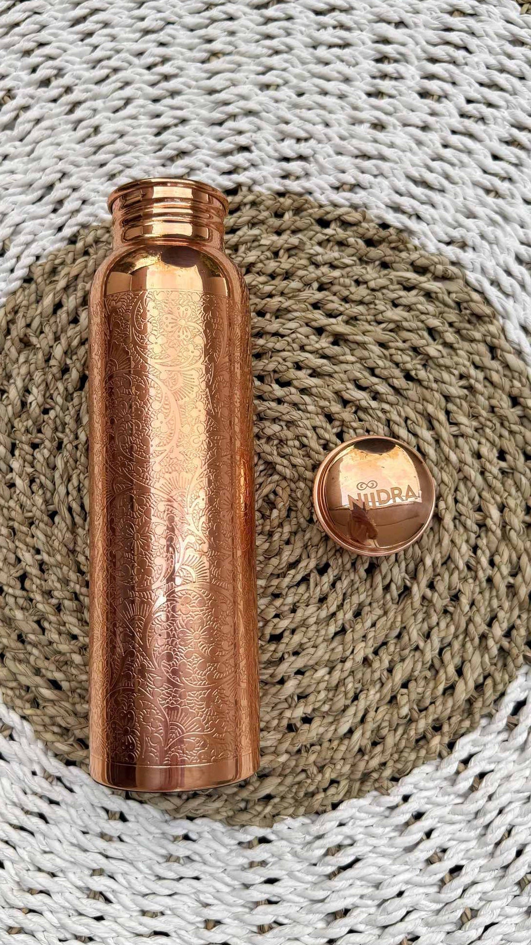 Mandala engraving pure copper bottle