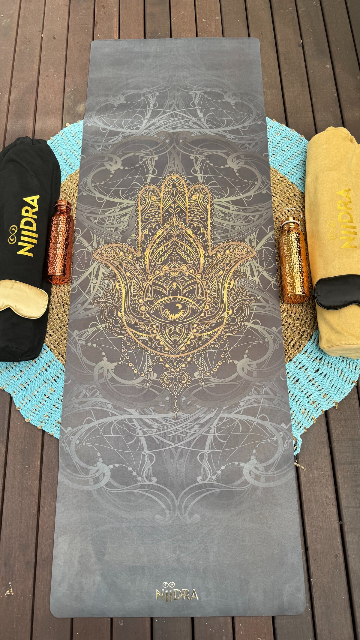 Hamsa hand yoga mat