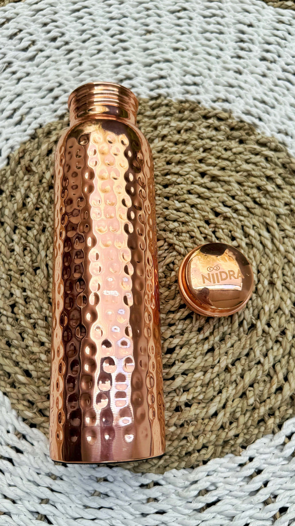 Crumpled gold pure copper bottle