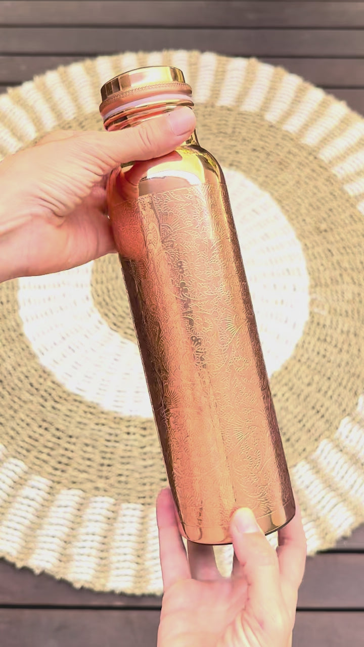 Mandala engraving pure copper bottle