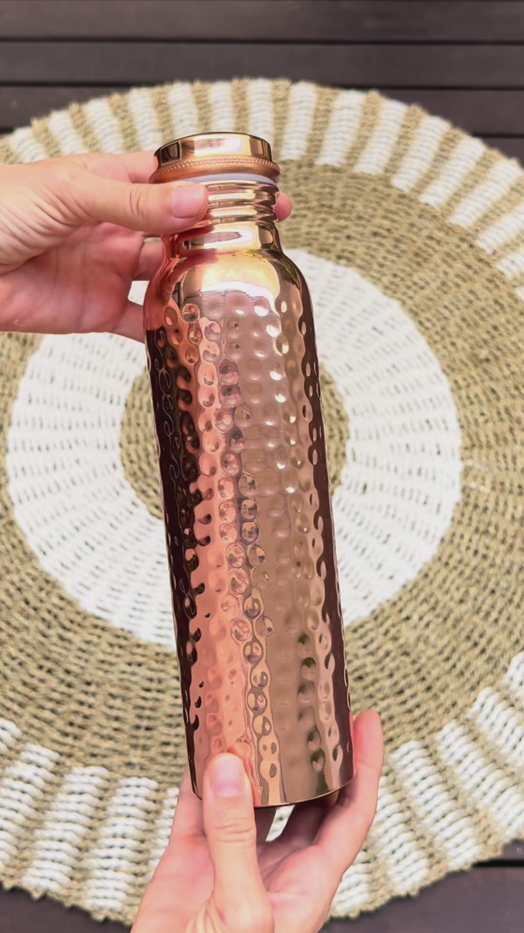 Crumpled gold pure copper bottle