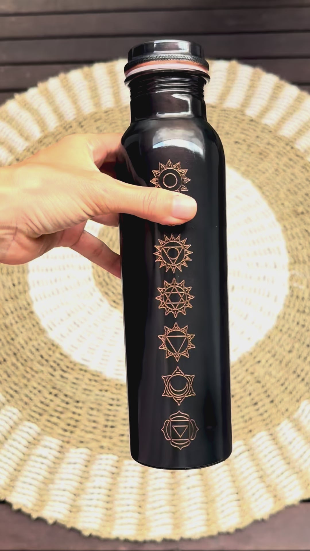 Black chakra pure copper bottle